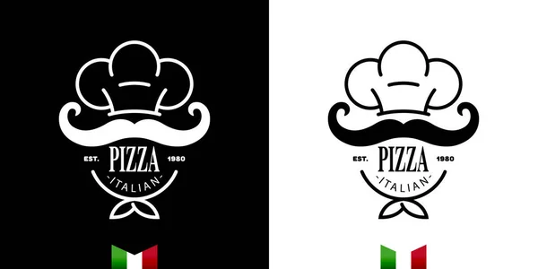 Logo Emblem Italian Pizzeria White Black Background Suitable Pizza Boxes — Stock Vector