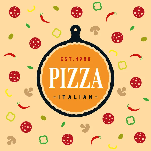 Pizza Ingredients Board Food Slices Backdrop Ingredients Tasty Food Pizza — Stock Vector