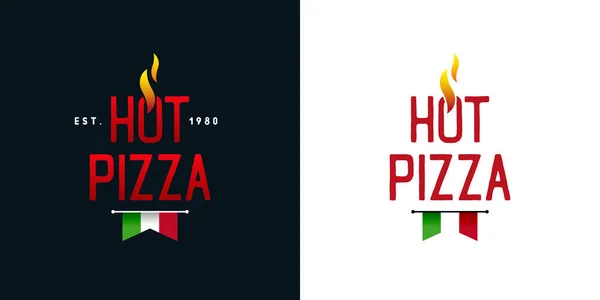 Set Logo Emblem Hot Pizza Suitable Pizza Boxes Menu Design — Stock Vector