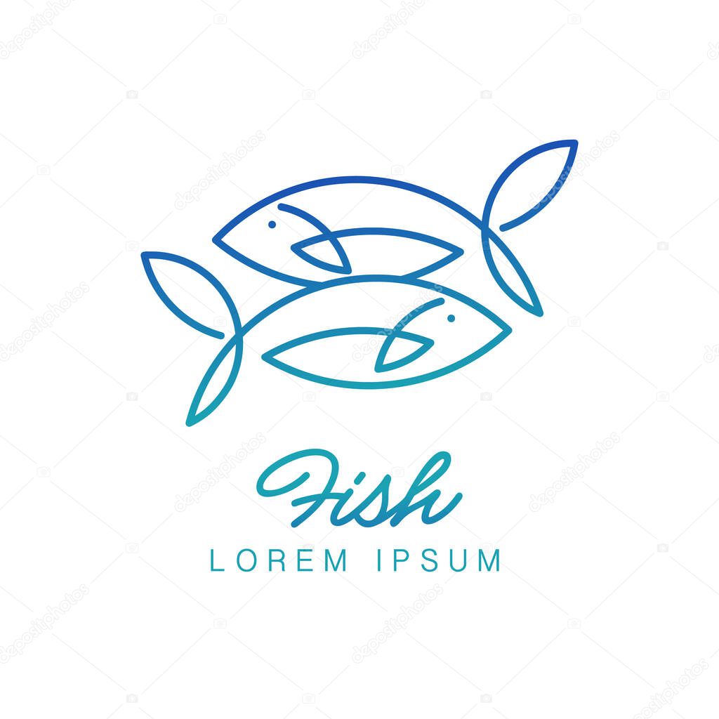 Two fish logo and fish abstract design emblem on white background. Vector, illustration