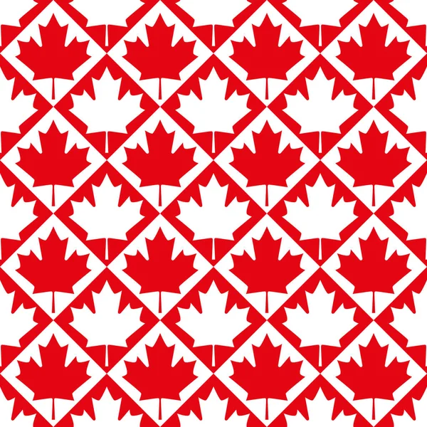 Feuilles Érable Rouges Blanches Contexte Sans Couture Pour Fête Canada — Image vectorielle