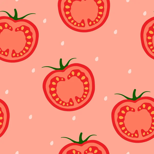 Rodajas Tomate Semillas Sobre Fondo Rosado Diseño Vegetal Para Impresión — Vector de stock