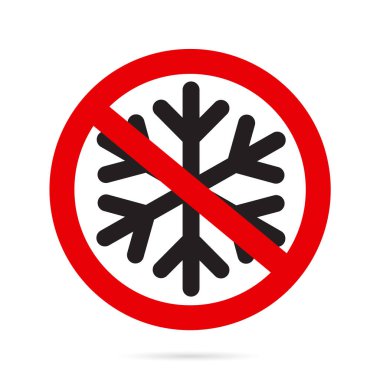 Kar tanesinin silueti ve beyaz arka planda tabela yasaktır. Düz stil tasarım. Vektör, resimleme