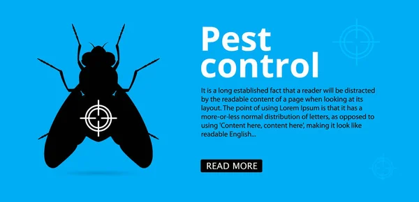 Böcek Kontrol Web Afişi Metin Alanı Mavi Arka Planda Bir — Stok Vektör
