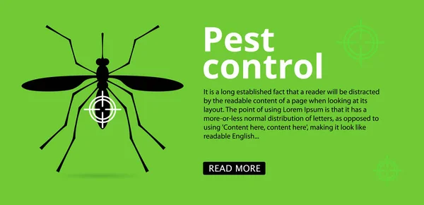 Sivrisinek Böcek Kontrol Ağı Afişi Metin Alanı Yeşil Arka Planda — Stok Vektör
