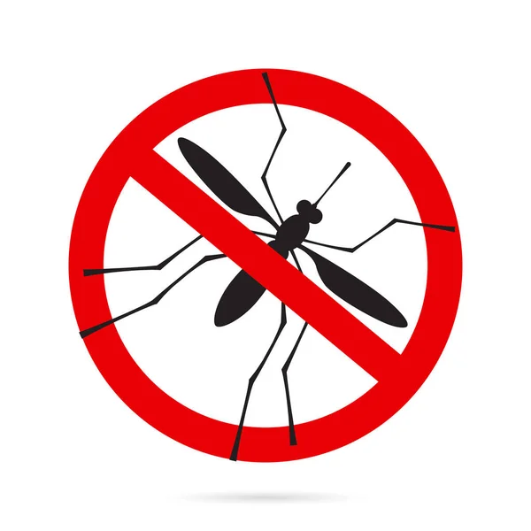 Zanzara Silhouette Segno Proibito Sfondo Bianco Ferma Gli Adesivi Zanzare — Vettoriale Stock