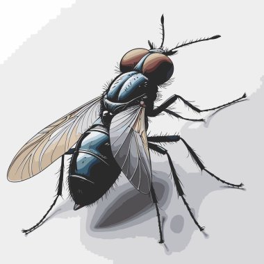 Bu komik-stil sanat uçuşu çizimi karikatürist şekilli bir sineği ve dışavurumcu ve oyuncu bir his için biraz abartılmış orantıları içerir..