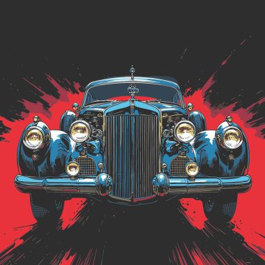Çok gerçekçi bir stil. Klasik araba vektör çizimi. Yüksek detay ve kesin oranlarda ikonik klasik arabalar içeriyor..