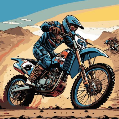 Havalı ve dinamik stil motokros vektör çizimi, agresif ve sportif tasarımı olan bir motokros motosikleti.