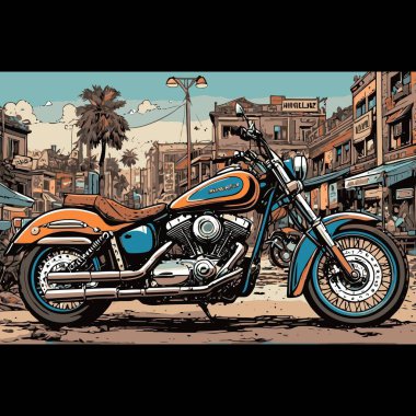 Modaya uygun ve modern görünümlü bir motosiklet motosiklet vektör çizimi, kesin detaylar ve güçlü görsel karakterin birleşimi.