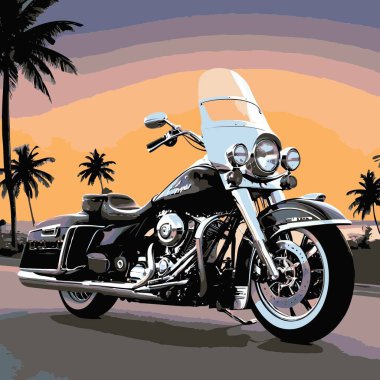 Modaya uygun ve modern görünümlü bir motosiklet motosiklet vektör çizimi, kesin detaylar ve güçlü görsel karakterin birleşimi.