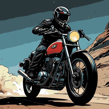 Modaya uygun ve modern görünümlü bir motosiklet motosiklet vektör çizimi, kesin detaylar ve güçlü görsel karakterin birleşimi.