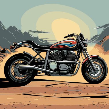 Modaya uygun ve modern görünümlü bir motosiklet motosiklet vektör çizimi, kesin detaylar ve güçlü görsel karakterin birleşimi.
