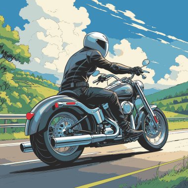 Modaya uygun ve modern görünümlü bir motosiklet motosiklet vektör çizimi, kesin detaylar ve güçlü görsel karakterin birleşimi.