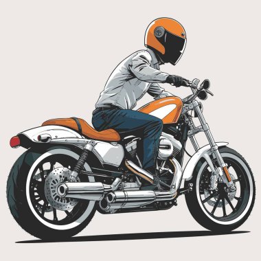 Modaya uygun ve modern görünümlü bir motosiklet motosiklet vektör çizimi, kesin detaylar ve güçlü görsel karakterin birleşimi.