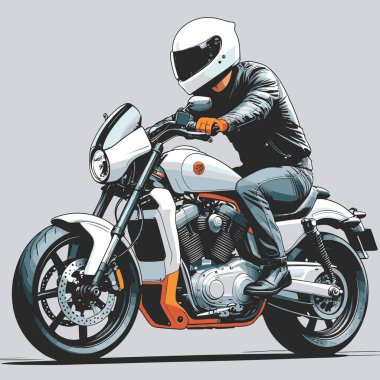 Modaya uygun ve modern görünümlü bir motosiklet motosiklet vektör çizimi, kesin detaylar ve güçlü görsel karakterin birleşimi.