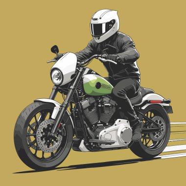 Modaya uygun ve modern görünümlü bir motosiklet motosiklet vektör çizimi, kesin detaylar ve güçlü görsel karakterin birleşimi.