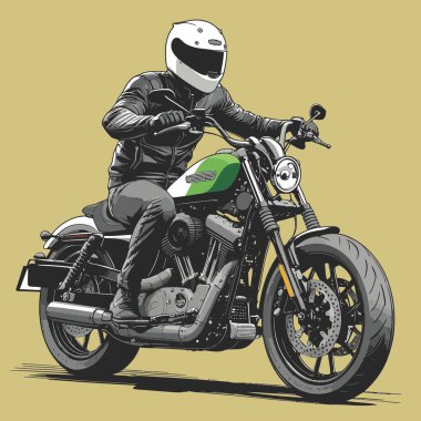 Modaya uygun ve modern görünümlü bir motosiklet motosiklet vektör çizimi, kesin detaylar ve güçlü görsel karakterin birleşimi.