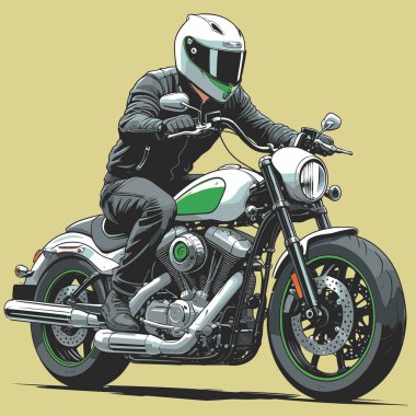 Modaya uygun ve modern görünümlü bir motosiklet motosiklet vektör çizimi, kesin detaylar ve güçlü görsel karakterin birleşimi.