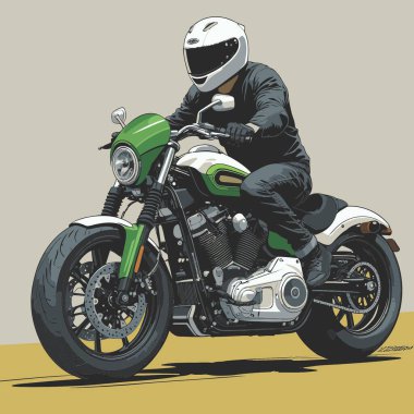 Modaya uygun ve modern görünümlü bir motosiklet motosiklet vektör çizimi, kesin detaylar ve güçlü görsel karakterin birleşimi.