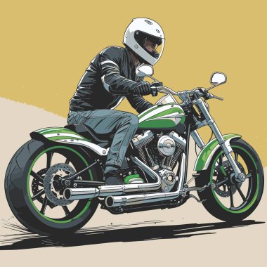 Modaya uygun ve modern görünümlü bir motosiklet motosiklet vektör çizimi, kesin detaylar ve güçlü görsel karakterin birleşimi.