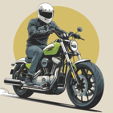 Modaya uygun ve modern görünümlü bir motosiklet motosiklet vektör çizimi, kesin detaylar ve güçlü görsel karakterin birleşimi.