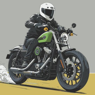 Modaya uygun ve modern görünümlü bir motosiklet motosiklet vektör çizimi, kesin detaylar ve güçlü görsel karakterin birleşimi.