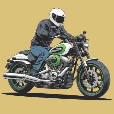 Modaya uygun ve modern görünümlü bir motosiklet motosiklet vektör çizimi, kesin detaylar ve güçlü görsel karakterin birleşimi.