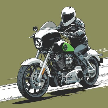 Modaya uygun ve modern görünümlü bir motosiklet motosiklet vektör çizimi, kesin detaylar ve güçlü görsel karakterin birleşimi.