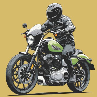 Modaya uygun ve modern görünümlü bir motosiklet motosiklet vektör çizimi, kesin detaylar ve güçlü görsel karakterin birleşimi.