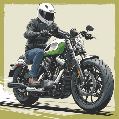 Modaya uygun ve modern görünümlü bir motosiklet motosiklet vektör çizimi, kesin detaylar ve güçlü görsel karakterin birleşimi.