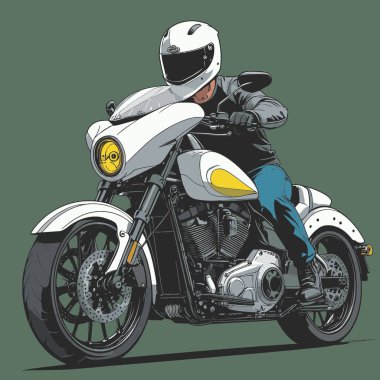 Modaya uygun ve modern görünümlü bir motosiklet motosiklet vektör çizimi, kesin detaylar ve güçlü görsel karakterin birleşimi.
