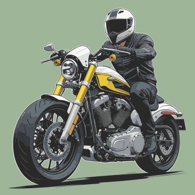 Modaya uygun ve modern görünümlü bir motosiklet motosiklet vektör çizimi, kesin detaylar ve güçlü görsel karakterin birleşimi.