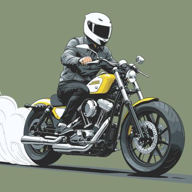Modaya uygun ve modern görünümlü bir motosiklet motosiklet vektör çizimi, kesin detaylar ve güçlü görsel karakterin birleşimi.