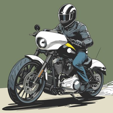 Modaya uygun ve modern görünümlü bir motosiklet motosiklet vektör çizimi, kesin detaylar ve güçlü görsel karakterin birleşimi.