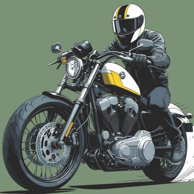 Modaya uygun ve modern görünümlü bir motosiklet motosiklet vektör çizimi, kesin detaylar ve güçlü görsel karakterin birleşimi.