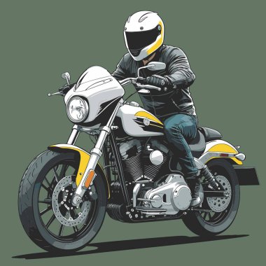 Modaya uygun ve modern görünümlü bir motosiklet motosiklet vektör çizimi, kesin detaylar ve güçlü görsel karakterin birleşimi.