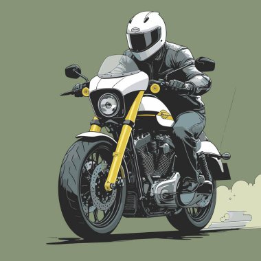 Modaya uygun ve modern görünümlü bir motosiklet motosiklet vektör çizimi, kesin detaylar ve güçlü görsel karakterin birleşimi.