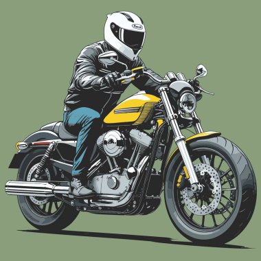 Modaya uygun ve modern görünümlü bir motosiklet motosiklet vektör çizimi, kesin detaylar ve güçlü görsel karakterin birleşimi.