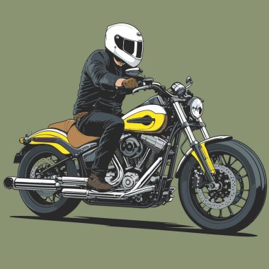 Modaya uygun ve modern görünümlü bir motosiklet motosiklet vektör çizimi, kesin detaylar ve güçlü görsel karakterin birleşimi.