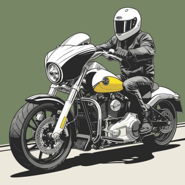 Modaya uygun ve modern görünümlü bir motosiklet motosiklet vektör çizimi, kesin detaylar ve güçlü görsel karakterin birleşimi.