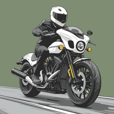 Modaya uygun ve modern görünümlü bir motosiklet motosiklet vektör çizimi, kesin detaylar ve güçlü görsel karakterin birleşimi.