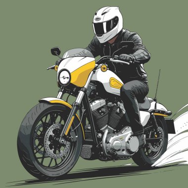 Modaya uygun ve modern görünümlü bir motosiklet motosiklet vektör çizimi, kesin detaylar ve güçlü görsel karakterin birleşimi.