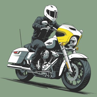 Modaya uygun ve modern görünümlü bir motosiklet motosiklet vektör çizimi, kesin detaylar ve güçlü görsel karakterin birleşimi.