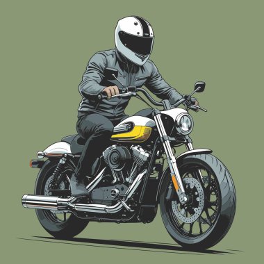 Modaya uygun ve modern görünümlü bir motosiklet motosiklet vektör çizimi, kesin detaylar ve güçlü görsel karakterin birleşimi.