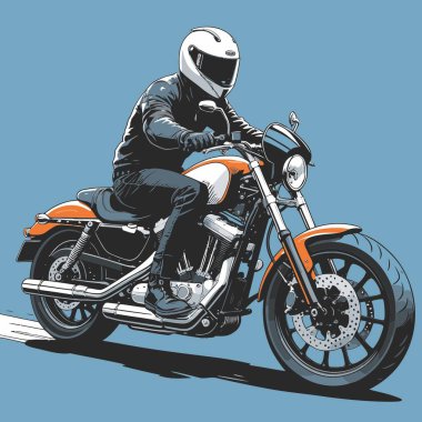 Modaya uygun ve modern görünümlü bir motosiklet motosiklet vektör çizimi, kesin detaylar ve güçlü görsel karakterin birleşimi.