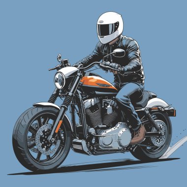 Modaya uygun ve modern görünümlü bir motosiklet motosiklet vektör çizimi, kesin detaylar ve güçlü görsel karakterin birleşimi.