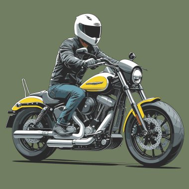 Modaya uygun ve modern görünümlü bir motosiklet motosiklet vektör çizimi, kesin detaylar ve güçlü görsel karakterin birleşimi.