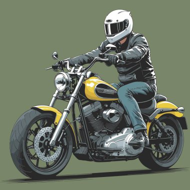 Modaya uygun ve modern görünümlü bir motosiklet motosiklet vektör çizimi, kesin detaylar ve güçlü görsel karakterin birleşimi.