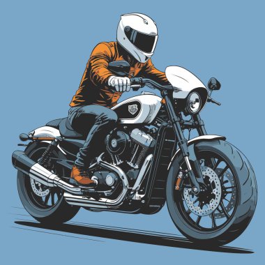 Modaya uygun ve modern görünümlü bir motosiklet motosiklet vektör çizimi, kesin detaylar ve güçlü görsel karakterin birleşimi.